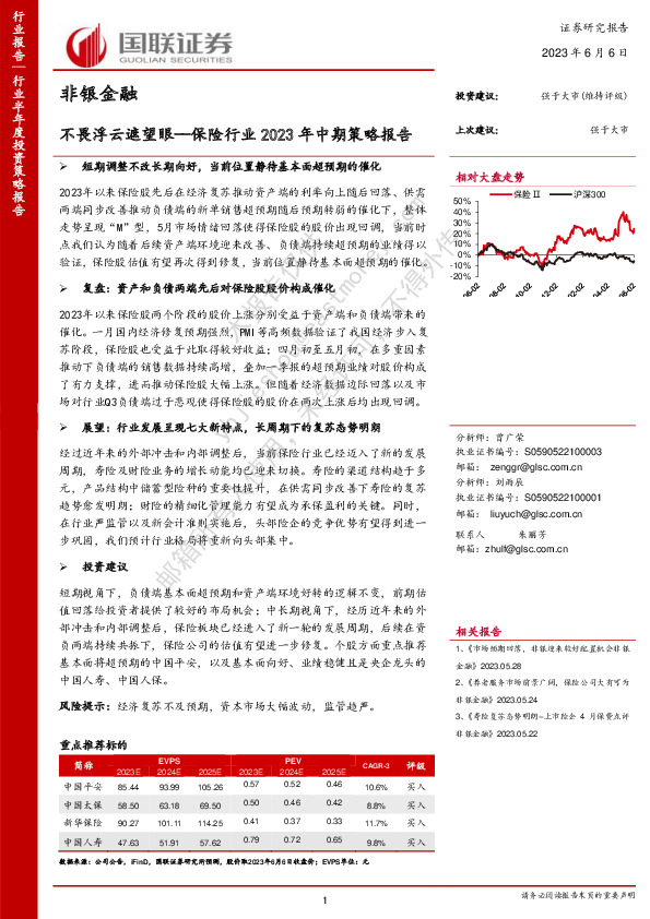 保险行业2023年中期策略报告：不畏浮云遮望眼