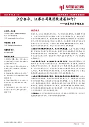 证券行业专题报告:分分合合,证券公司集团化进展如何?