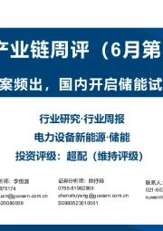 储能产业链周评（6月第3周）：海外储能补贴方案频出，国内开启储能试点示范项目申报