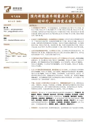 电气设备:国内新能源车销量点评:5月产销回升,静待需求修复