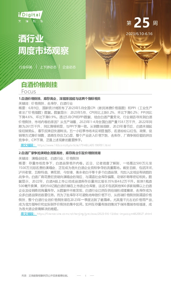 酒行业周度市场观察