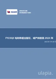 半导体行业专题研究（普通）：FY23Q3毛利率超出指引，减产持续至2024年