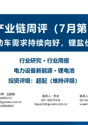 锂电产业链周评（7月第1周）：6月国内电动车需求持续向好，锂盐价格小幅下行