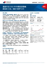 通信行业2023年中期投资策略：聚焦算力主线，兼顾中报景气方向