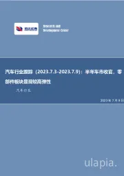 汽车行业跟踪：半年车市收官，零部件板块显现较高弹性