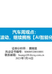 汽车周观点:不惧短期波动,继续拥抱【AI智能化+出海】