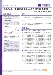 计算机行业点评报告：政策风起，数据资源型企业或将迎来价值重塑