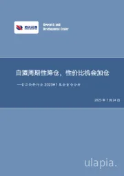 食品饮料行业2023H1基金重仓分析：白酒周期性降仓，性价比机会加仓