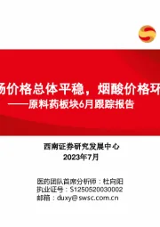 原料药板块6月跟踪报告：原料药市场价格总体平稳，烟酸价格环比下降