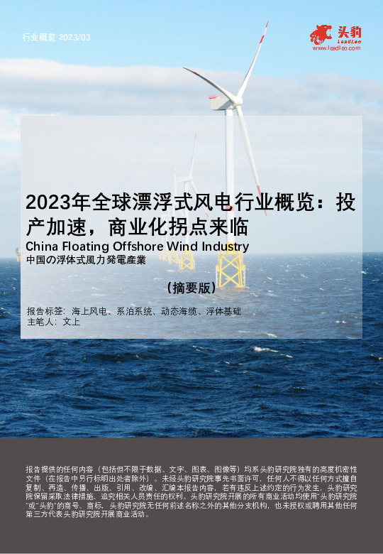 2023年全球漂浮式风电行业概览：投产加速，商业化拐点来临（摘要版）