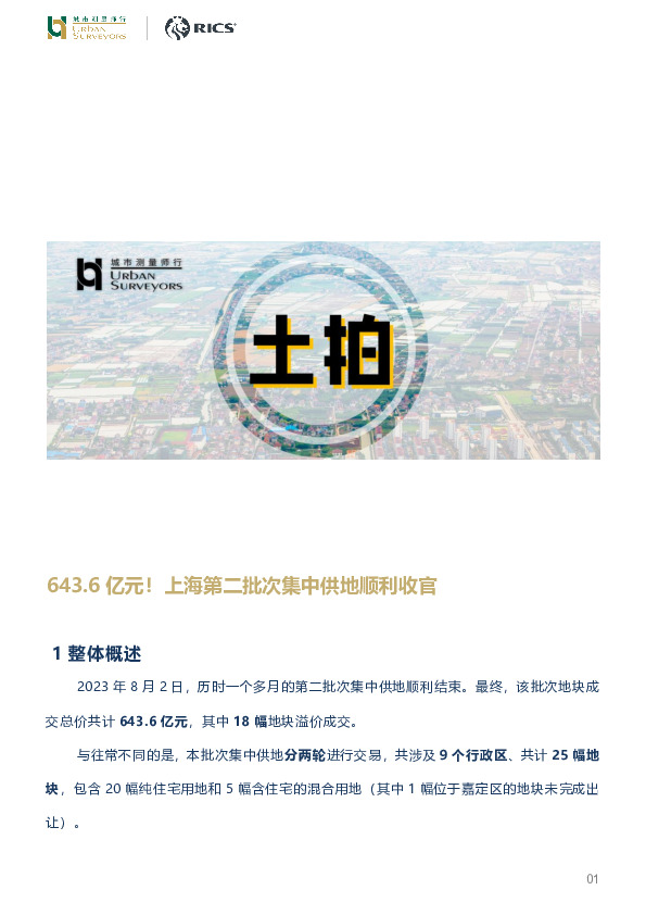 房地产：643.6亿元！上海第二批次集中供地顺利收官