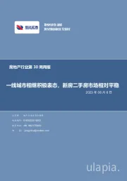 房地产行业第30周周报：一线城市相继积极表态，新房二手房市场相对平稳