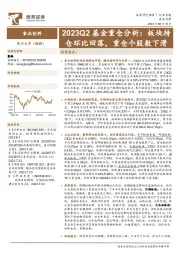 食品饮料2023Q2基金重仓分析：板块持仓环比回落，重仓个股数下滑