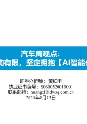 汽车周观点:价格战影响有限,坚定拥抱【AI智能化+出海】