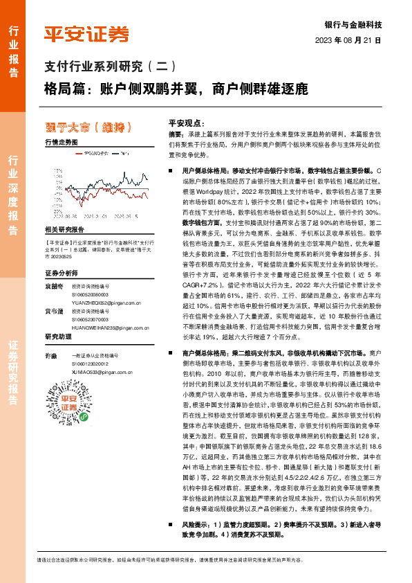 支付行业系列研究（二）：格局篇：账户侧双鹏并翼，商户侧群雄逐鹿