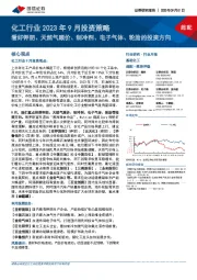 化工行业2023年9月投资策略：看好钾肥、天然气顺价、制冷剂、电子气体、轮胎的投资方向