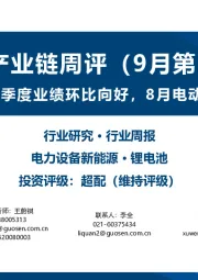 锂电产业链周评（9月第1周）：多数锂电企业二季度业绩环比向好，8月电动车销量稳中有升