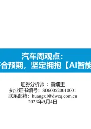 汽车周观点:中报总体符合预期,坚定拥抱【AI智能化+出海】