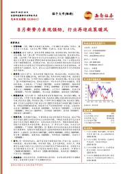 汽车行业周报：8月新势力表现强劲，行业再迎政策暖风