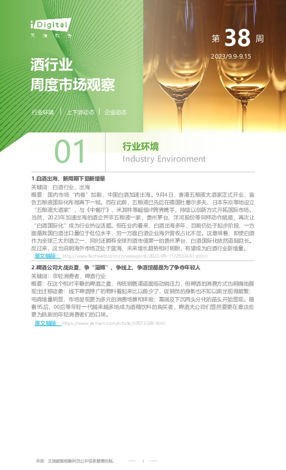 酒行业周度市场观察第38周