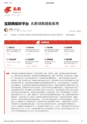 互联网视听平台 头豹词条报告系列