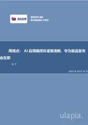 电子周观点：AI应用端闭环逐渐清晰，华为新品发布会在即