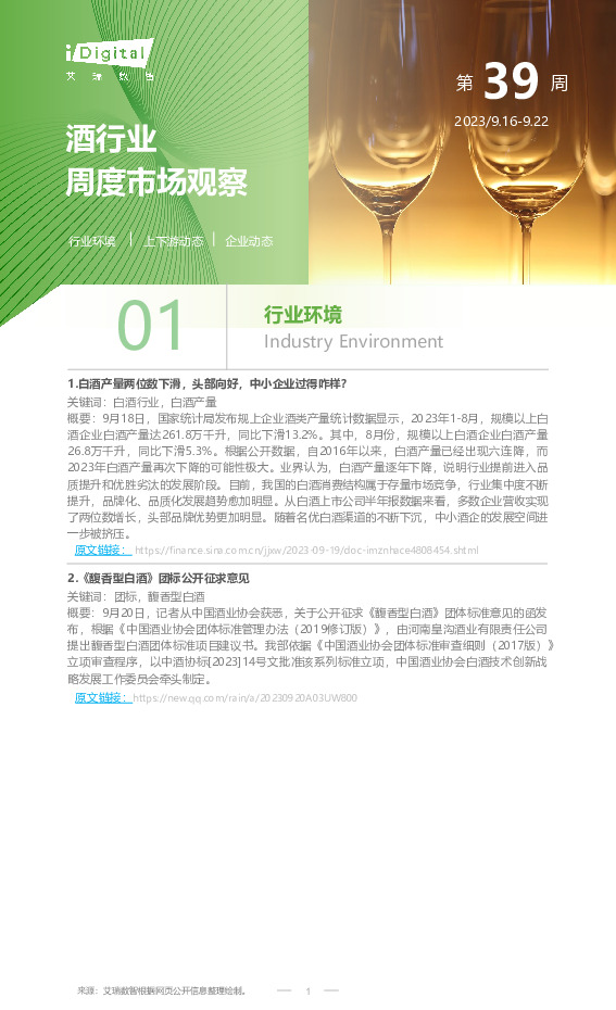 酒行业周度市场观察第39周