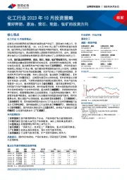 化工行业2023年10月投资策略：看好钾肥、原油、萤石、轮胎、钛矿的投资方向