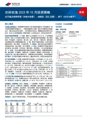 农林牧渔2023年10月投资策略：本月重点推荐养猪（华统与牧原）、肉制品（双汇发展）、种子（丰乐与隆平）