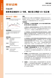 非银行金融行业点评：投资承压使新华Q3亏损，预计前三季度NBV仍正增