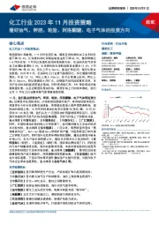 化工行业2023年11月投资策略：看好油气、钾肥、轮胎、阿洛酮糖、电子气体的投资方向