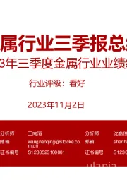 2023年三季度金属行业业绩综述：金属行业三季报总结