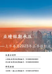 上市券商2023年三季报综述：市场交投低迷，业绩短期承压