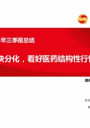 医药行业2023年三季报总结：板块分化，看好医药结构性行情