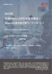 2023年中国Micro LED行业系列报告: Micro LED是否能引领下一个十年(二)(摘要版)