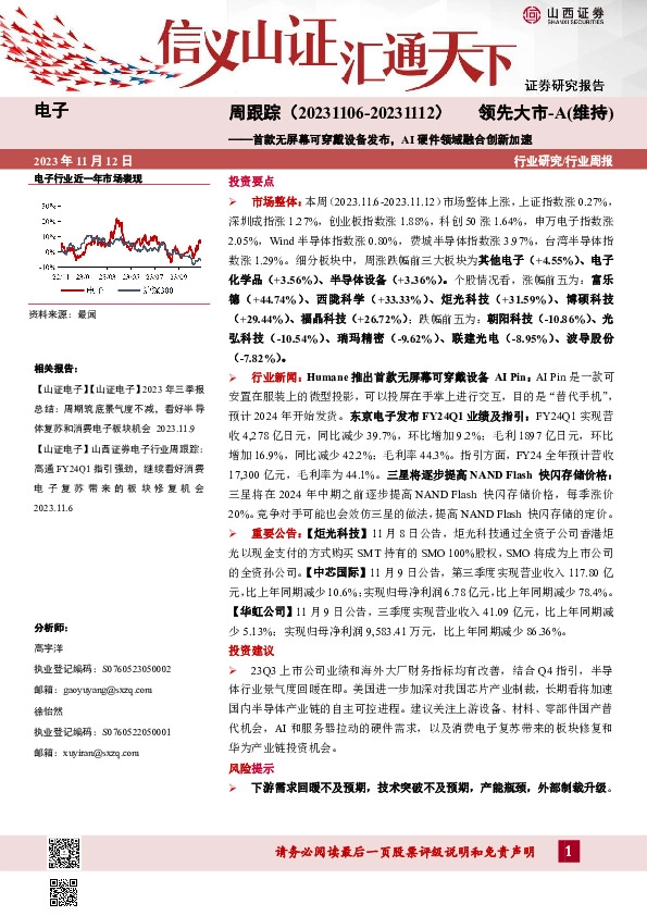 电子周跟踪：首款无屏幕可穿戴设备发布，AI硬件领域融合创新加速