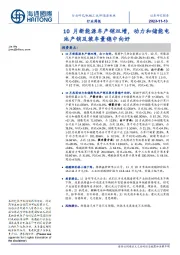 新能源板块行业周报：10月新能源车产销双增，动力和储能电池产销及装车量稳中向好