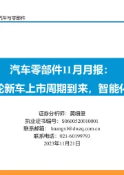 汽车零部件11月月报：新一轮新车上市周期到来，智能化加速