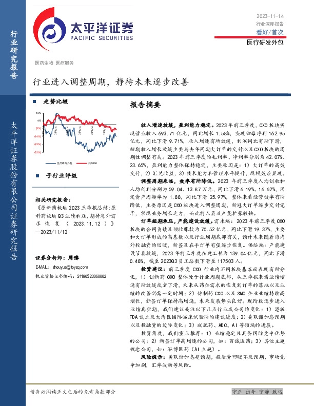医疗研发外包行业深度报告：行业进入调整周期，静待未来逐步改善