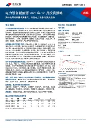 电力设备新能源2023年12月投资策略：海外电网升级需求高景气，关注电力设备出海大趋势