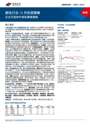 家电行业12月投资策略：关注可选和外销低渗透领域