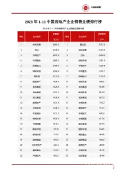房地产：2023年1-11中国房地产企业销售业绩排行榜
