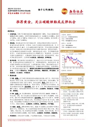 有色行业周报：推荐黄金，关注碳酸锂触底反弹机会