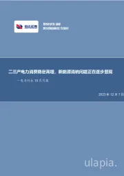 电力行业10月月报：二三产电力消费稳定高增，新能源消纳问题正在逐步显现