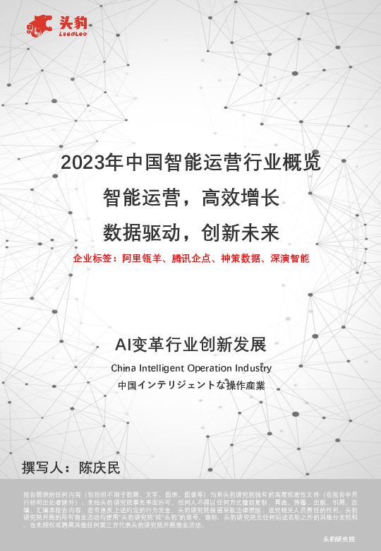 2023年中国智能运营行业概览：智能运营，高效增长 数据驱动，创新未来