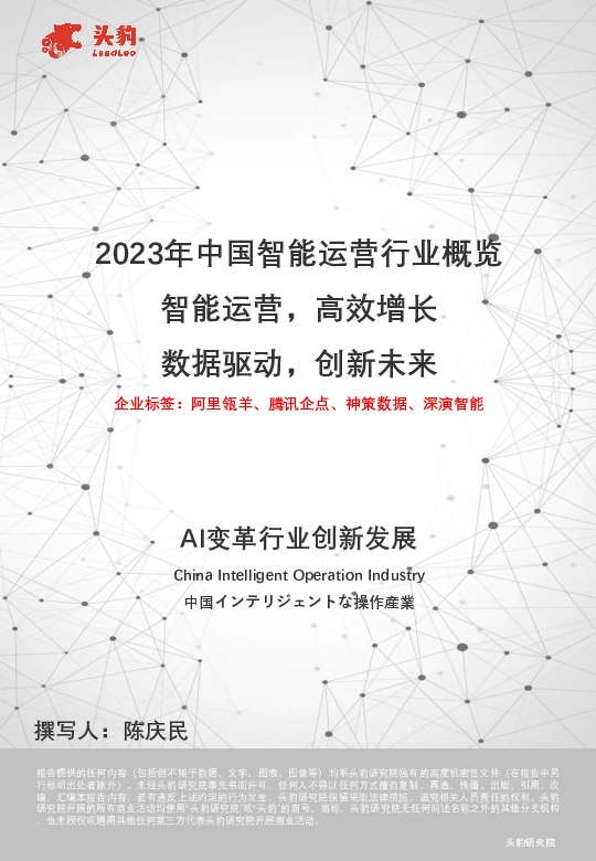 2023年中国智能运营行业概览：智能运营，高效增长 数据驱动，创新未来