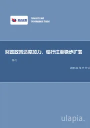 银行：财政政策适度加力，银行注重稳步扩表
