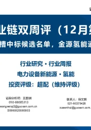 氢能产业链双周评（12月第2期）：中国能建公布电解槽中标候选名单，金源氢能通过港交所上市聆讯