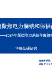 2024年新型电力系统年度策略：长期聚焦电力消纳和保供问题