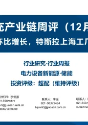 光储充产业链周评（12月第3周）：逆变器出口环比增长，特斯拉上海工厂储能项目开建